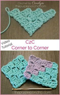 A DIY Crochet Tutorial on how to make the Corner to Corner design, using the Diagonal Box Stitch. I’ll show you how to increase, decrease, and change colors in this video tutorial! The stitch… Diy Crochet Tutorial, Crocheted Squares, C2c Crochet Pattern Free, Box Stitch, Debbie Macomber, Corner To Corner, Corner Design, Crochet Vintage, C2c Crochet