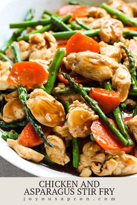 Chicken Asparagus Stir Fry - A healthy, light, quick and easy Chinese or Asian stir fry dish that is perfect for dinner and busy weeknights! Serves well with rice. Perfect for meal prep as well. #chicken #stirfry #chinese #Asian #dinner #asian #easy #weeknightdinner #mealprep #healthy #asparagus #recipe #joyousapron Chicken Asparagus Stir Fry, Chicken And Asparagus Stir Fry, Asparagus Stir Fry Recipes, Healthy Asparagus, Dinner Asian, Joyous Apron, Soy Tofu, Chicken And Asparagus, Asparagus Stir Fry