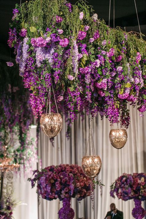 Walima Decor, Flower Wedding Ceremony, Enchanted Theme, Lavender Theme, Wisteria Wedding, Wisteria Garden, Garden Wedding Centerpieces, Purple And Green Wedding, Shopping Mall Design