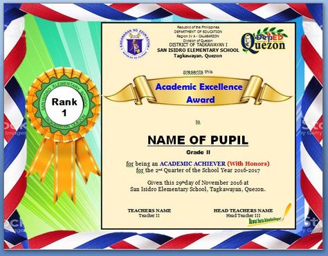 Academic Excellence Award, Classroom Awards Certificates, School Award Certificates, Student Awards Certificates, Perfect Attendance Certificate, Attendance Certificate, Classroom Bulletin Boards Elementary, Certificate Of Recognition Template, Certificate Of Recognition