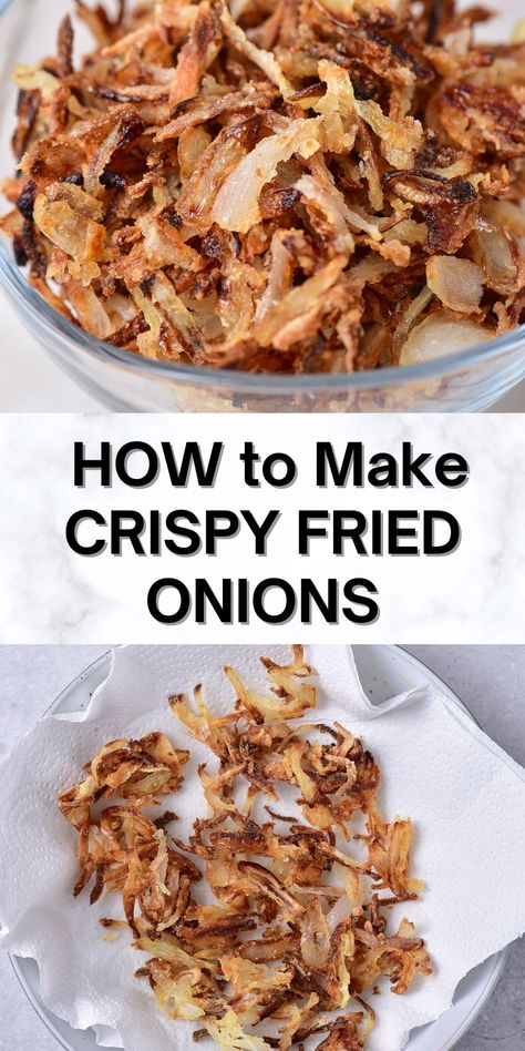 Elevate your dishes with crispy fried onions! This simple recipe creates golden, crunchy onions that add irresistible flavor and texture to burgers, tacos, salads, and more. Perfect for a savory topping or side dish, these frizzled onions are easy to make and a great way to enhance your meals. Whether you're a fan of classic salt and pepper or love experimenting with different seasonings, you'll find this recipe delicious and simple. Appetizers Football, Air Fryer Onion Rings, Vegetables Ideas, Blooming Onions, Onion Appetizers, Crispy Fried Onions, Air Fryer Recipes Breakfast, Air Fryer Recipes Appetizers, Cooking Contest