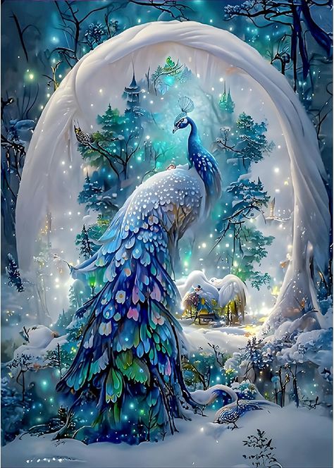 Amazon.com: SENQAO Peacock Diamond Painting Kits for Adults, Peacock Diamond Painting DIY 5D Full Drill Diamond Art Kit for Adults Beginner, Diamond Dots Painting Craft for Home Wall Decor 12x16 Inch Embroidery Wall Art, Wall Decor Crafts, Painting Snow, Hur Man Målar, Kraf Diy, Christmas Wall Decor, Art Kits, Beginner Painting, Paint By Number Kits