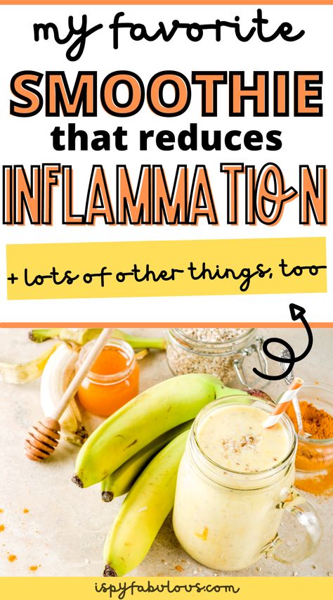 Looking to make a delicious smoothie packed with inflammation fighters, like turmeric, ginger, and carrot juice? This is my go-to anti-inflammatory smoothie recipe that I make all the time and I think you'll love it, too. #inflammation #smoothie #antiinflammatorysmoothie #smoothierecipe Anti Inflammation Protein Smoothie, Inflammation Smoothie Recipes, Night Shades And Inflammation, Turmeric Smoothie Inflammation, Turmeric Smoothie Recipe, Anti Inflammation Smoothie Recipes, Smoothies For Inflammation, Antiinflammatory Smoothies, Anti Inflammation Smoothie