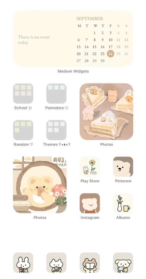 Korean Phone Layout, Cute Phone Themes, Kawaii Homescreen, Home Screen Ideas, Cute Home Screens, Ios Layout, Ios App Iphone, Widget Design, Iphone Wallpaper Ios