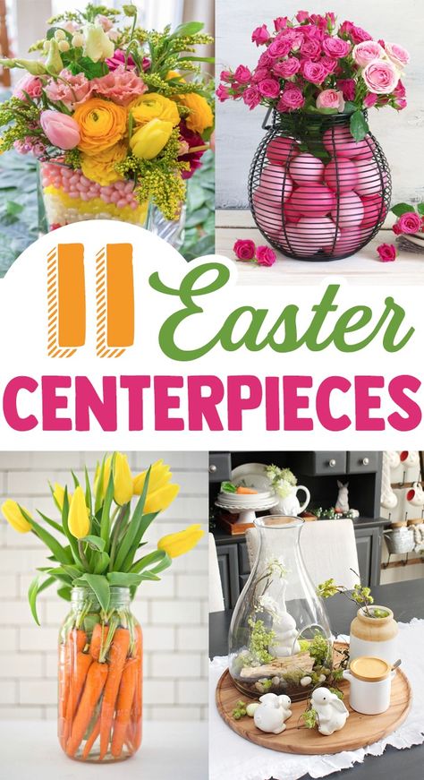 11 DIY Easter Centerpieces - Love and Marriage - Easter Easter Centerpieces Table, Diy Easter Centerpieces, Dollar Tree Easter Decor, Homemade Centerpieces, Easter Sunday Brunch, Peeps Candy, Easter Centerpieces Diy, Driven By Decor, Festive Centerpieces