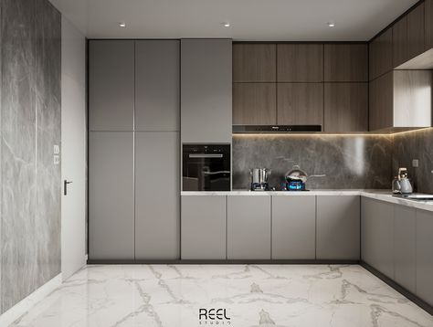 Kitchen Design Layout Island, Kitchen Minimal, Light Grey Kitchen Cabinets, Modern Grey Kitchen, Light Grey Kitchens, Серая Кухня, Grey Kitchen Designs, Simple Kitchen Design, Bathroom Decor Luxury