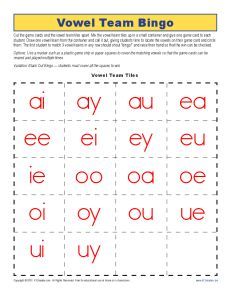 http://Here'safunbingogametohelpyourstudentlearnaboutvowels. Oo Vowel Team Activities, Vowel Team Worksheets Free Printable, Phonic Book, Phonic Charts, Vowel Team Worksheets, Vowel Digraphs Activities, Phonics Stories, Vowel Teams Worksheets, Vowel Pairs