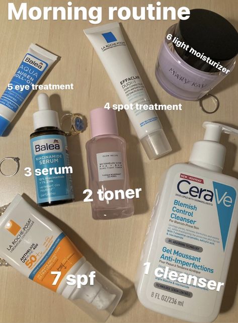 Morning And Night Skin Care Routine For Acne, Acne Combination Skin Skincare, Best Routine For Acne Prone Skin, Morning Routine Skincare Products, Skin Care For Acne Prone Skin Products, Good Skincare Products For Acne, Best Face Serum For Acne Prone Skin, Balea Skin Care Routine, Best Acne Skin Care Routine