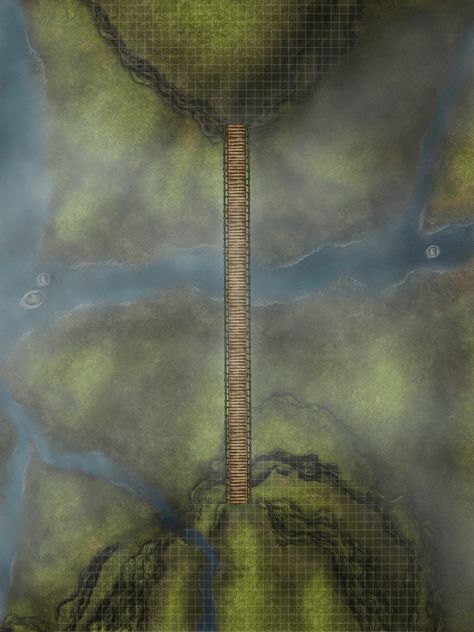 Battle Map - Swinging Rope Bridge | Creativity Trove on Patreon Storm Kings Thunder, Pathfinder Maps, Rope Bridge, Map Layout, Dnd World Map, Battle Map, Map Maker, Tabletop Rpg Maps, Town Map