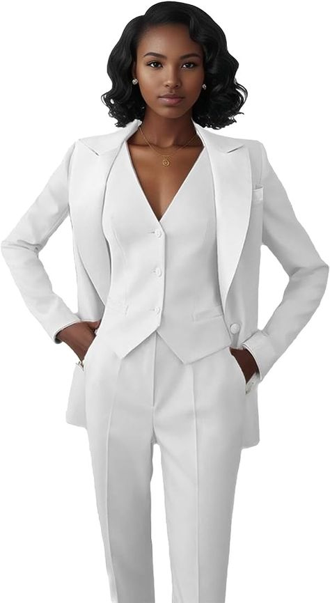 Allingentle Women's Business Casual Tuxedo Suit: A Fashion Statement of Class, Elegance, and Style for the Modern Woman. Blazer Work Outfits For Women, Snow Suits For Women, Satin Pant, Professional Pants, Casual Outfits For Women, Pant Suits For Women, Tuxedo Women, Womens Suits Business, Graduation Photography