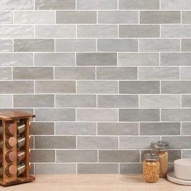 Gray Tiles & Silver Tiles - Backsplash & Floor Tiles | TileBar.com Gray Countertops, Countertop Choices, Grey Backsplash, Backsplash Wall, Tiles For Wall, Polish Ceramics, Glazed Ceramic Tile, Ceramic Subway Tile, Ivy Hill Tile