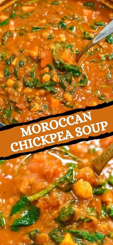 Moroccan Chickpea Soup, Chilli Garlic Noodles, Moroccan Soup, Moroccan Chickpea, Moroccan Stew, Soup Ideas, Dinner Favorites, Moroccan Dishes, Chickpea Soup