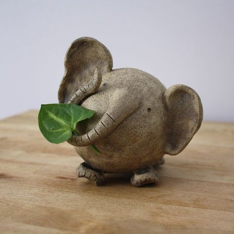 Whimsical Sculpture, Clay Elephant, Ceramics Sculpture, Pottery Animals, Handmade Elephant, Ceramic Elephant, Sculptures Céramiques, Elephant Sculpture, Tanah Liat