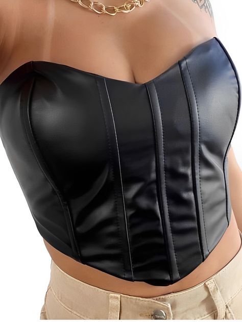 Corset Top Outfit, Cropped Corset, Corset Outfit, Leather Crop Top, Outfit Primavera, Cool Makeup Looks, Leather Pants Women, Looks Party, Corset Crop Top