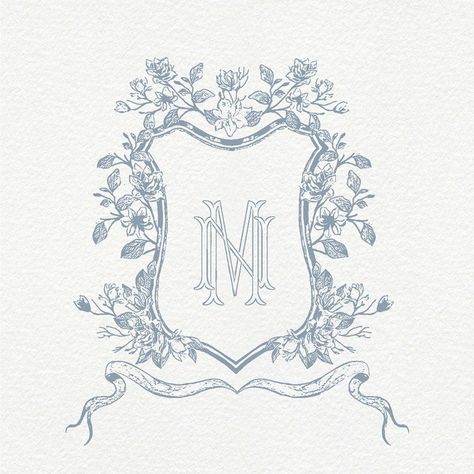 Magnolia Monogram Wedding Crest Monogram Logo Interlock Sketched Monogrammed Two Letter Monogram Blue Vintage Magnolia - Etsy #minimal Vintage Monogram Wedding Crest, M O Logo, Magnolia Wedding Theme, Wedding Crest Monogram, Two Letter Monogram, Vintage Magnolia, Blue Magnolia, Wedding Monograms, Crest Monogram