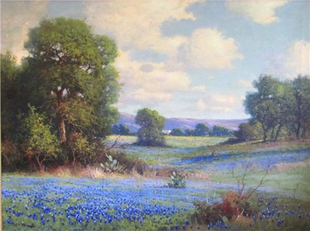 Robert Wood Paintings, Texas Blue Bonnets, Bluebonnets Texas, Master Study, Acrylic Landscapes, Texas Wildflowers, Texas Landscape, Robert Wood, Wooded Landscaping