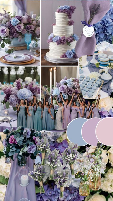 Pastel Lavender Wedding Theme, Purple And Dusty Blue Wedding, Light Blue And Light Purple Wedding Theme, Periwinkle And Green Wedding, Baby Blue And Lavender Wedding, Light Purple And Light Blue Wedding, Dusty Blue And Lavender Wedding Theme, Dusty Blue And Purple Wedding Theme, Wedding Color Schemes Blue And Purple