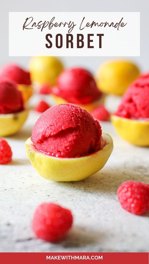 Alcohol Sorbet, Diy Sorbet, Lemonade Sorbet, Homemade Sorbet, Homemade Fruit Snacks, Sherbet Recipes, Peach Raspberry, Sorbet Ice Cream, Berry Sorbet