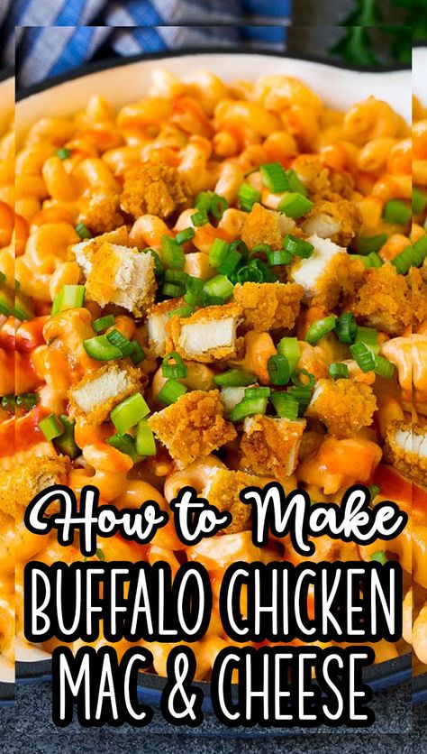 Buffalo Chicken Mac And Cheese Easy, Homemade Buffalo Chicken Mac And Cheese, Buffalo Chicken Mac Cheese, Mac And Cheese Buffalo Chicken, Crispy Chicken Mac And Cheese, Chicken Tender Mac And Cheese, Popcorn Chicken Pasta, Buffalo Mac And Cheese Recipe, Mcgriddle Recipe