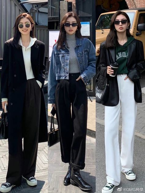 Korean Work Style, Baguio Ootd Ideas, Korean Street Style Aesthetic, Korean Ootd Street Style, Ootd Korean Style Simple, Korea Outfit Ideas, Korean Wardrobe, Baguio Outfit, Looks Pinterest