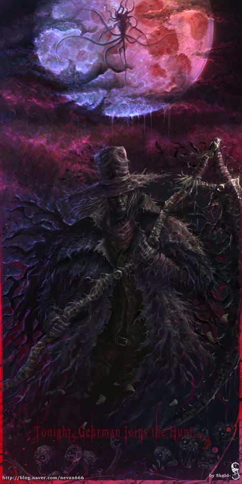 Gehrman, The First Hunter by GothmarySkold Bloodborne Gehrman, Hunters Dream, Soulsborne Art, Dark Souls Artwork, Bloodborne Art, Old Blood, Soul Game, Demon Souls, Dark Souls Art