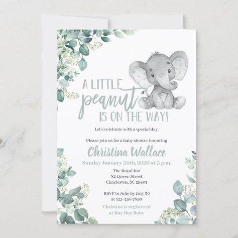 Gender Neutral Elephant Baby Shower Invitations Safari Baby Boy, Green Baby Shower Invitations, Jungle Safari Baby, Peanut Baby Shower, Elephant Baby Shower Theme, Gender Neutral Baby Shower Invitations, Green Baby Shower, Elephant Baby Shower Invitations, Yellow Sun