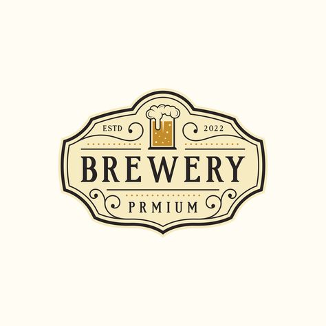 Brewery Logo Design Inspiration, Brewery Logo Design, Vintage Brewery, Brewery Logos, Brewery Logo, Rustic Logo, Premium Beer, Beer Logo, Beer Company