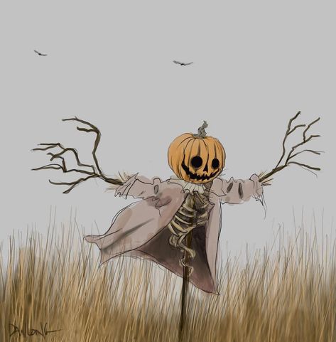 Scarecrow Illustration, Scarecrow Drawing, Scarecrow Art, Pumpkin People, Scary Drawings, Inktober 2024, October Art, Halloween Scarecrow, Art Beat