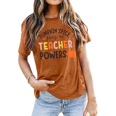 PRICES MAY VARY. 【Material】Our Halloween Teacher Shirt is made of 60% polyester, 35% cotton and 5% spandex, which is soft and comfortable. It's also highly breathable and stylish, making it a fun everyday or Christmas style. Please note that due to shipping, shirts may arrive wrinkled and may need to be ironed before wearing. 【Product Features】Women's I Teach the Cutest Pumpkins in the Patch Halloween Shirt, O-Neck Funny Teacher T-Shirt for added convenience and comfort. This fun, relaxed short-sleeved top adds a festive twist to an otherwise on-trend silhouette. The cropped loose fit is stylish and versatile, full of Halloween festive atmosphere. 【Matching】This fall short sleeve top can be used for daily wear or sports occasion tops, also can be matched with a coat or tank top, short slee Women Halloween, Fall Shirt, Print Top, Teacher Gift, Letter Print, The Cutest, Pumpkins, Halloween, T Shirt