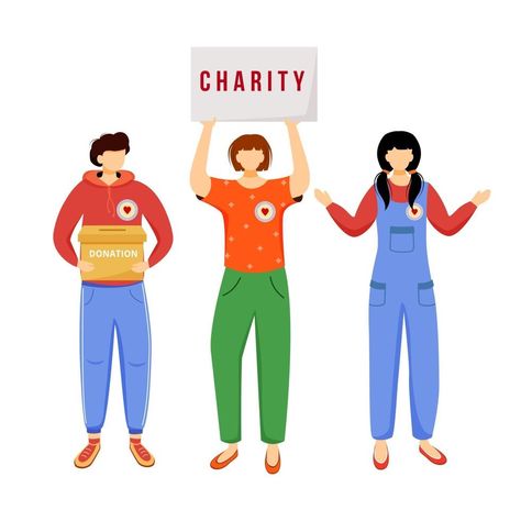 Volunteers collecting donations flat vector illustration. Slefless social activists isolated cartoon characters on white background. Public charity, fundraising campaign decorative design element Social Activist, Fundraising Campaign, Flat Vector Illustration, Charity Fundraising, Vector Character, Flat Vector, Donate To Charity, Decorative Design, Design Element