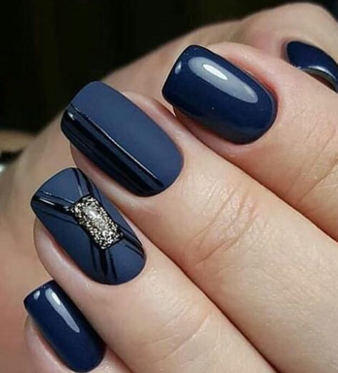 Navy Blue Nail Designs, Blue Matte Nails, Blue Nail Art Designs, Dark Blue Nails, Navy Blue Nails, Natural Nail Art, Makeup Hacks Beauty Secrets, Blue Acrylic Nails, Matte Nails Design