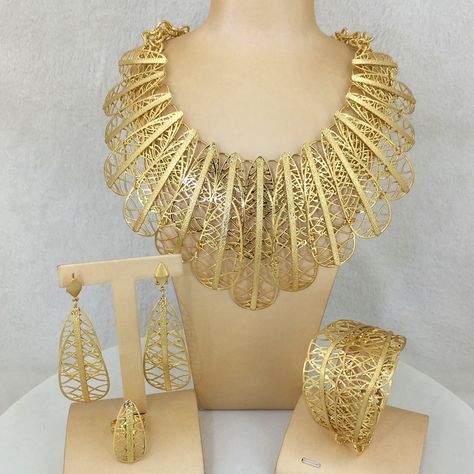 Brazilian Gold, Party Models, Gold Jewelry Sets, Fashion Jewelry Sets, African Jewelry, Jewelry For Women, Gold Design, High Quality Jewelry, Gold Plated Jewelry