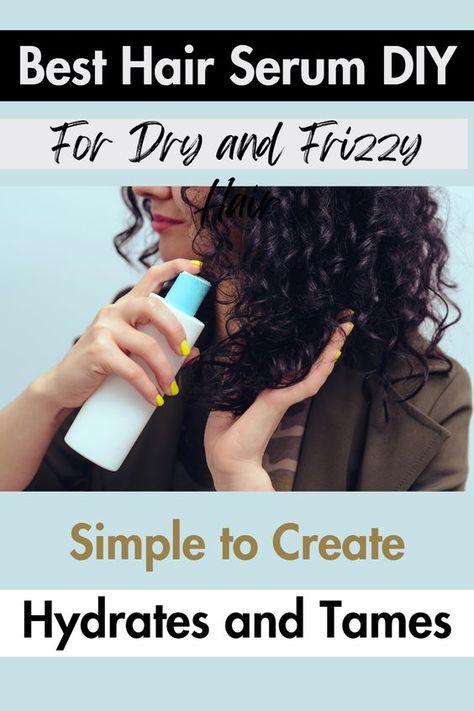 Do you have hair that is naturally course, dry, or frizzy? If so, then you are sure to love this easy hair serum recipe. It will give you smoother strands and tame your hair. It is extremely simple to make with only 3 ingredients! Frizzy Hair Fix, Hair Serum Recipe, Homemade Hair Serum, Dry Hair Remedies, Diy Hair Serum, Tame Frizzy Hair, Frizzy Hair Remedies, Natural Hair Recipes, Fizzy Hair