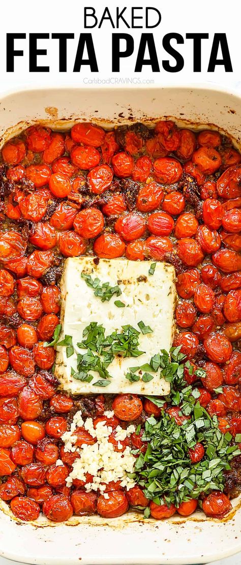 TikTok Baked Feta Pasta with Pesto! + VIDEO Tiktok Baked Feta Pasta, Til Too Feta Pasta, Feta Pesto Pasta, Tomato Feta Pasta Bake, Tiktok Pasta Feta, Feta Tomato Pasta Bake, Feta Tomato Pasta, Tomato Feta Pasta, Tiktok Feta Pasta