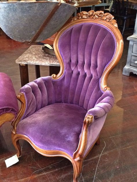 Vintage purple velvet chair | by eg2006 via Flickr Vintage Velvet Chair, Purple Velvet Chair, Vintage Velvet Chairs, Fancy Chair, Velvet Wingback Chair, Victorian Chair, Standard Of Living, Vintage Chair, Victorian Furniture