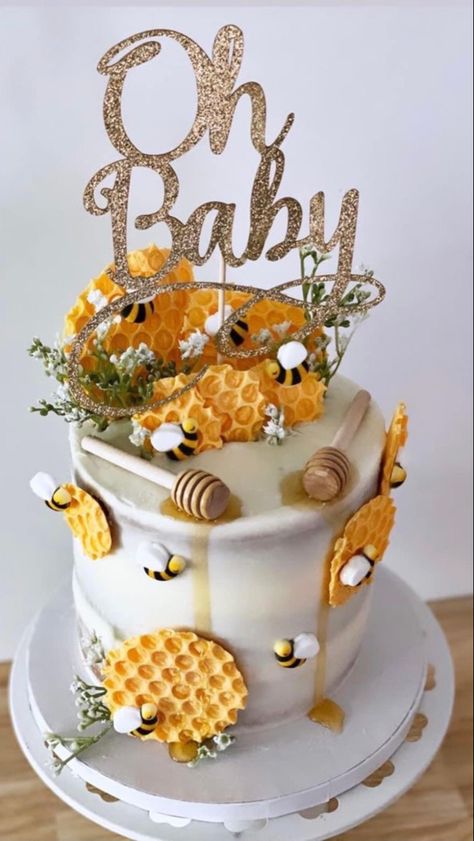 Honey Bee Baby Shower Theme, Bee Baby Shower Cake, Bee Themed Gender Reveal, Bee Themed Birthday Party, Honey Bee Theme, Honey Bee Baby Shower, Bee Birthday Party, Bee Cakes, Theme Inspiration