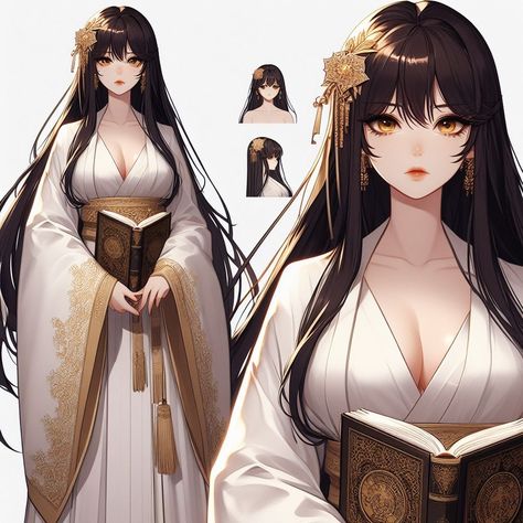 Anime Empress, Anime Dresses, Chinese Female, Female Character Concept, Queen Fashion, Anime Dress, Edo Period, White Hair, Anime Outfits