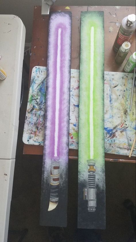 Star Wars Canvas Painting, Lightsaber Drawing, Star Wars Art Painting, Decoracion Star Wars, Star Wars Lightsaber, Star Wars Painting, Star Wars Background, Star Wars Decor, Star Wars Diy