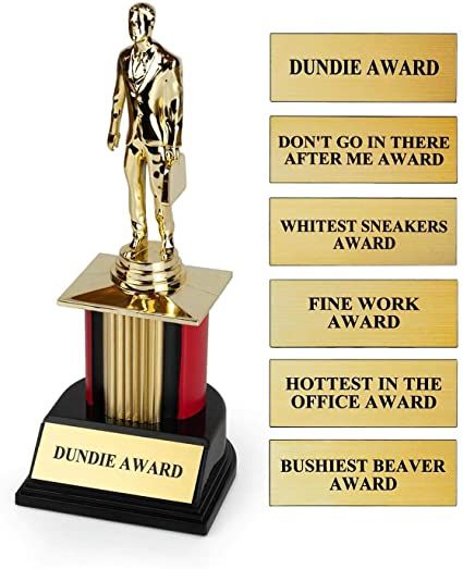 The Office Dundie Award, Best Gifts For Coworkers, Kids Prizes, Office Awards, Office Fan, Award Ribbon, Award Ideas, Award Plaque, Awards Trophy