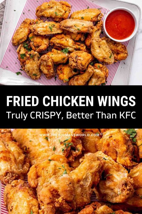 Deep Fry Chicken Wings Recipe, Fries Chicken Wings, Breaded Chicken Wing Recipes, Chicken Wings Deep Fryer How To Fry, Coating For Chicken Wings, Chicken Wings Deep Fried Recipes, Pan Fried Wings, Air Fried Crispy Chicken, Chicken Wing Fried