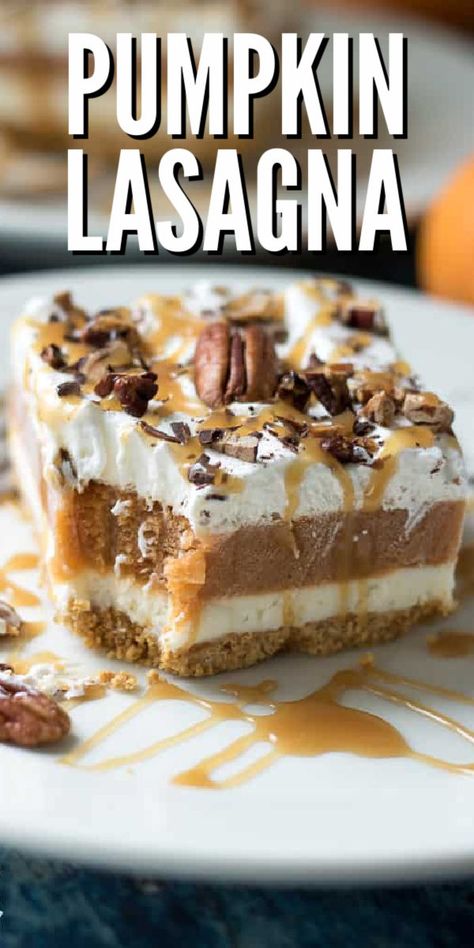 Pumpkin Layered Dessert, Pumpkin Lasagna Dessert, Dessert Pumpkin, Pumpkin Lasagna, Dessert Halloween, Pumpkin Delight, Bake Pumpkin, Layered Dessert, No Bake Pumpkin Cheesecake