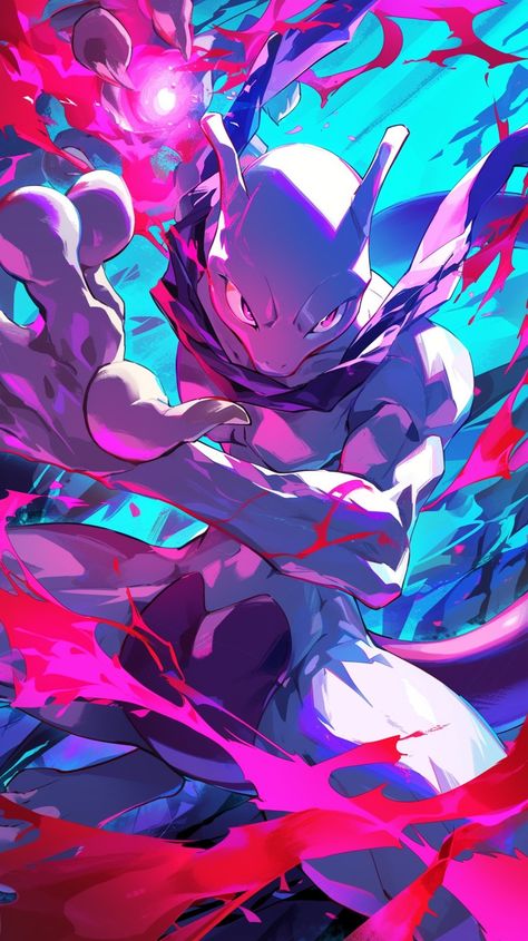 Mewtwo in the style of Jujutsu Kaisen made by Silverbloom Mewtwo Fanart, Armored Mewtwo, Mega Mewtwo, Pokemon Mewtwo, Pokémon Art, Art Manga, Catch Em All, Cute Pokemon, Pics Art