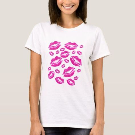 Kisses Tshirt, Pink Lipstick Kiss, Red Lipstick Kisses, Cute Lipstick, Cute Kiss, Lipstick Kiss, Creative T Shirt Design, Cute T Shirts, Pink Lipstick