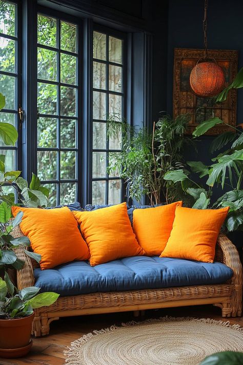 25 Blue and Orange Apartment Decor Trends You’ll Love Orange Apartment Decor, Orange Apartment, Orange Color Combo, Orange Interior, Orange Accents, Decor Trends, Modern Interiors, Blue And Orange, Future Design