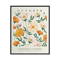 October Flower, October Flowers, Flower Market Poster, Pastel Artwork, Free Print, Month Flowers, Decor Birthday, Aesthetic Painting, Painting Gift