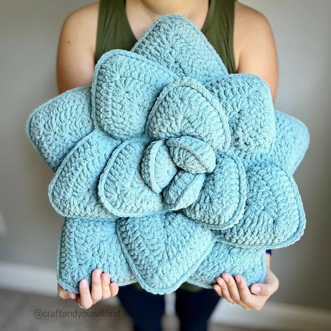 This succulent pillow is done and I am so in love with it!! Planning on bringing this one to market and already hoping to make another. My second obsession (besides crochet) is plants so I knew I had to add this to my arsenal as soon as I saw it. It’s pretty big but is perfect for a sunroom couch or a covered front porch bench. I used this perfect soft green color that would coordinate so well around plant themed or earthy home decor. Tell me below where you would place this in your home:) : ... Crochet Plant Pillow Pattern, Crochet Plant Pillow, Crochet Succulent Pillow, Sunroom Couch, Front Porch Bench, Covered Front Porch, Succulent Pillow, Crochet Succulent, Porch Bench