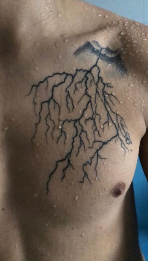 Emotions Meaning, Rare Tattoo, Zeus Lightning, Rare Tattoos, Lightning Tattoo, Arm Tats, Male Chest, Cool Chest Tattoos, Chest Tattoo Men