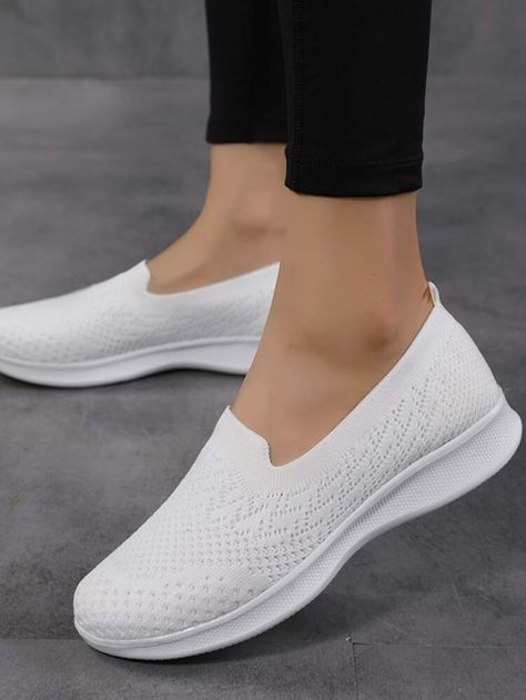 Minimalist Slip On Casual Shoes | SHEIN USA Heels Patterns, Sporty Shoes, Sporty Casual, Walking Shoes Women, Breathable Sneakers, Casual Sport Shoes, Nike Sneakers, Shoe Style, Slip On Sneakers