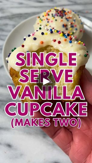 262K views · 11K reactions | SINGLE SERVE VANILLA CUPCAKES🧁 Follow @KathleensCravings for more single serve dessert recipes and grab the recipe below! ⬇️ 

Makes Two Cupcakes - perfect for just you or to share! While most of my single serve cookie recipes use the egg yolk, this recipe uses just the egg white sooo…. Cupcakes today and cookies tomorrow? 

Cake Batter
* 1 tablespoon unsalted butter, room temperature softened
* 1 tablespoon oil, like canola or other neutral oil
* 3 tablespoons white granulated sugar
* 1 egg white
* 1/2 teaspoon vanilla extract
* 2 tablespoons milk, I used whole milk
* 5 tablespoons all-purpose flour (1/4 cup + 1 tablespoon)
* 1/2 teaspoon baking powder
* 1/8 teaspoon kosher salt

Vanilla Frosting
* 2 tablespoons unsalted butter, room temperature
* ~1/2 cup po 2024 Single, Baking Mischief, Single Serve Dessert Recipes, Two Cupcakes, Single Serve Cookie, Peach Crumble, Pumpkin Loaf, Single Serve Desserts, Single Serving Recipes