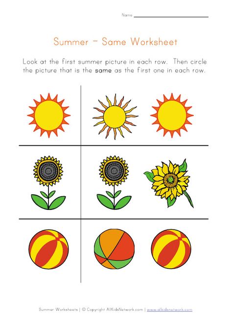 summer same worksheet Preschool Concepts, Summer Worksheets, Community Helpers Preschool, Summer Coloring, Summer Coloring Pages, Printable Math Worksheets, Summer Crafts For Kids, Kids Math Worksheets, Fun Worksheets